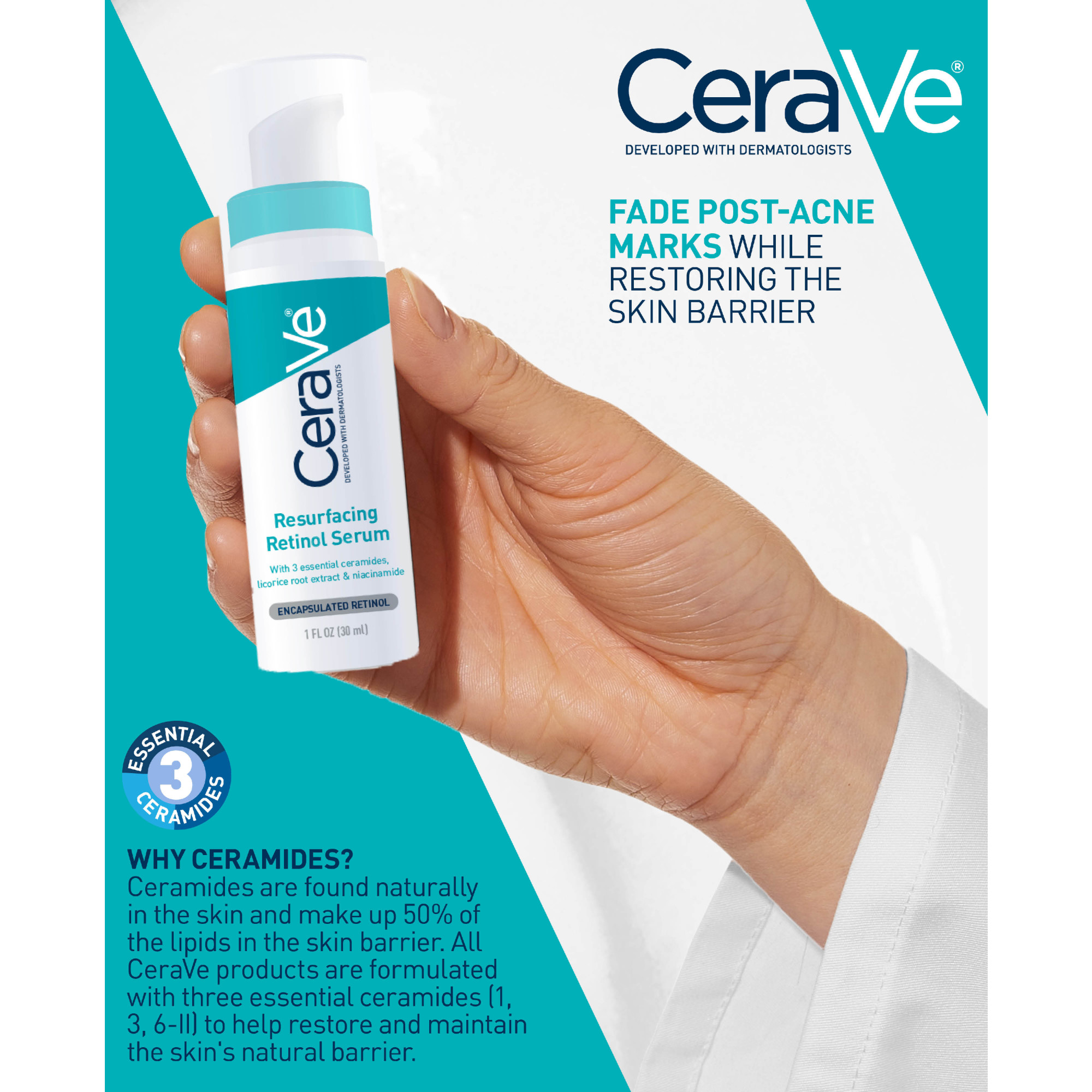 CeraVe Acne Resurfacing Retinol Face Serum with Retinol & Niacinamide for Acne Prone Skin, 1 fl oz - image 7 of 16