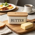 thumbnail image 4 of Butter Dish with Lid,Butter Keeper with Thick Wood Lid,Large Ceramic Butter Container, Kitchen Decor and Accessories for Kitchen Gifts, 4 of 6