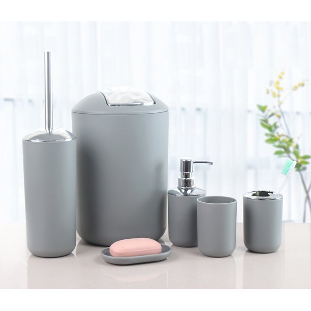 Accesorio de baño, taza de enjuague bucal, juego de baño, artículos de tocador, suministros de baño de hotel, bote de basura, traje