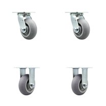 5 Inch Thermoplastic Rubber Caster Set with Ball Bearings 2 Swivel 2 Rigid SCC