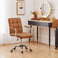thumbnail image 2 of Yaheetech Height Adjustable PU Leather 360° Swivel Office Chair, Retro Brown, 2 of 8