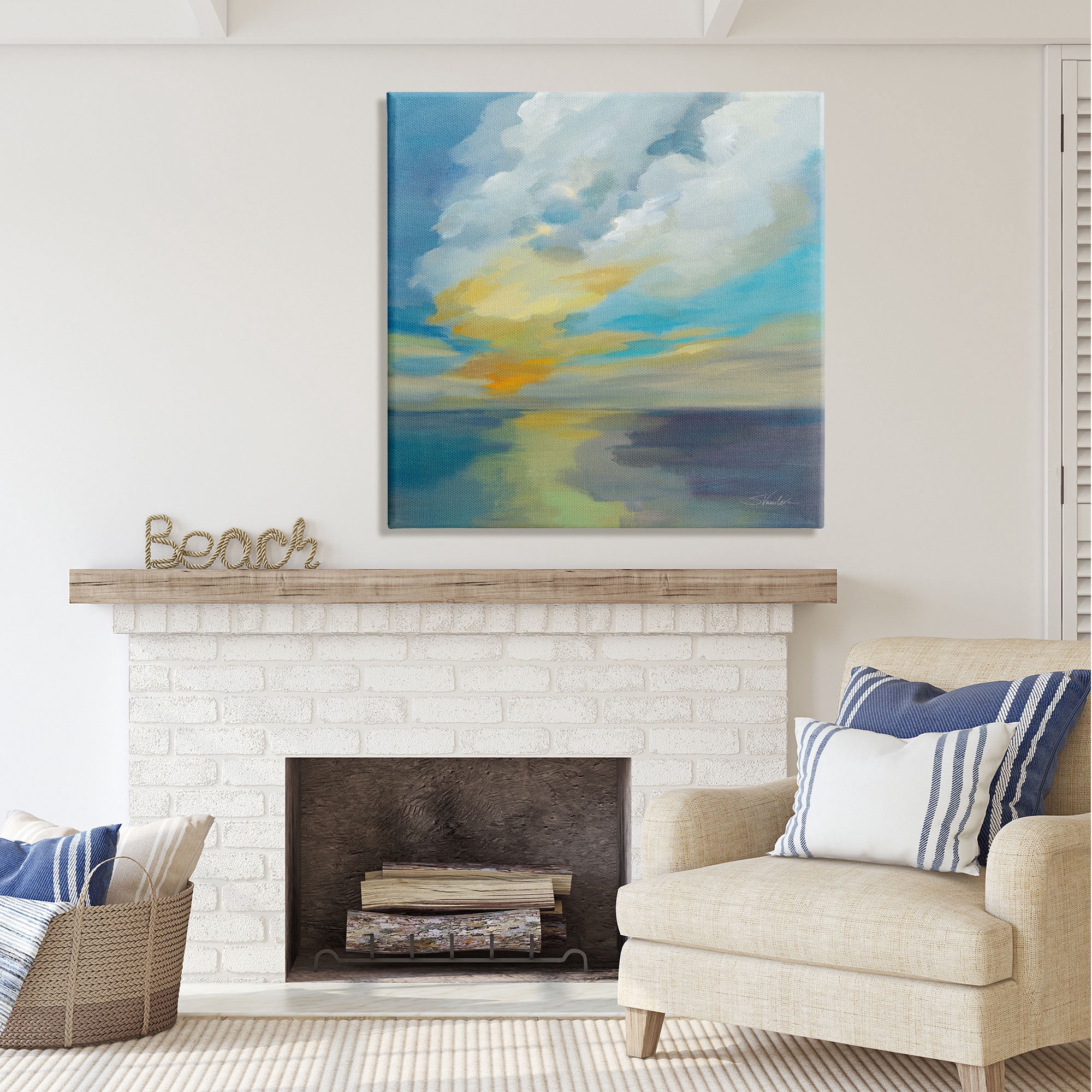 Stupell Industries Pacific Light Sea Painting Nature Painting Gallery Wrapped Canvas Print Wall Art, 36 x 36