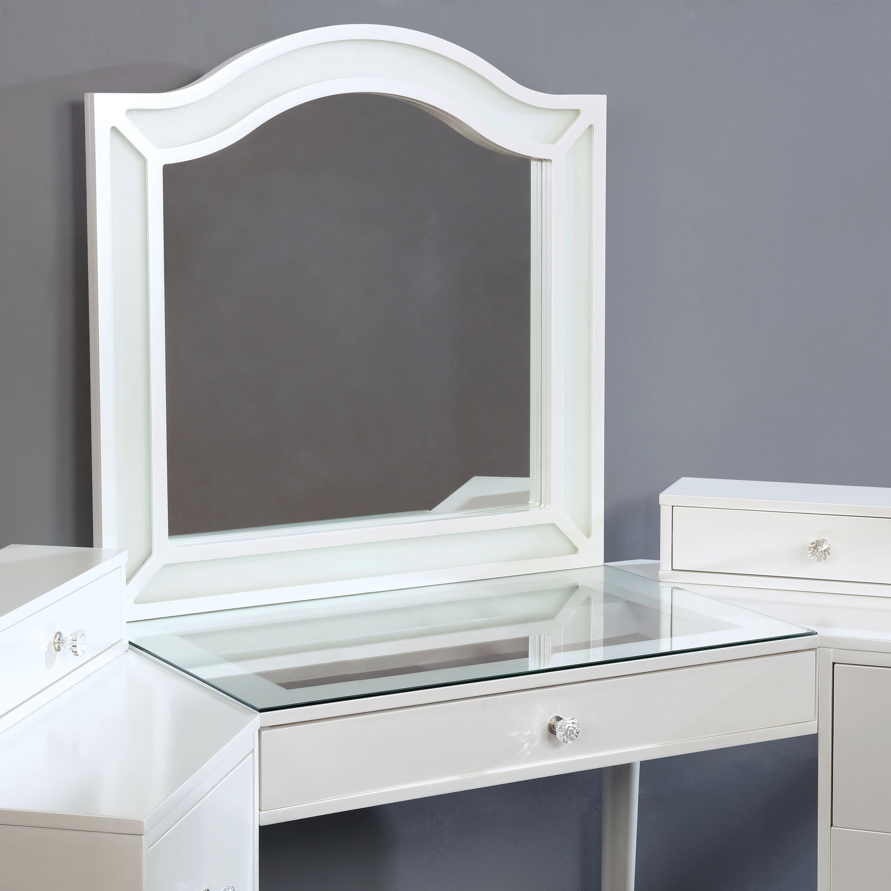 Furniture of America Urman LED 3-Piece Vanity Set, Glossy White