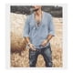 thumbnail image 1 of Camisa De Lino Hippie De Moda Playeras Medias Casuales, 1 of 2