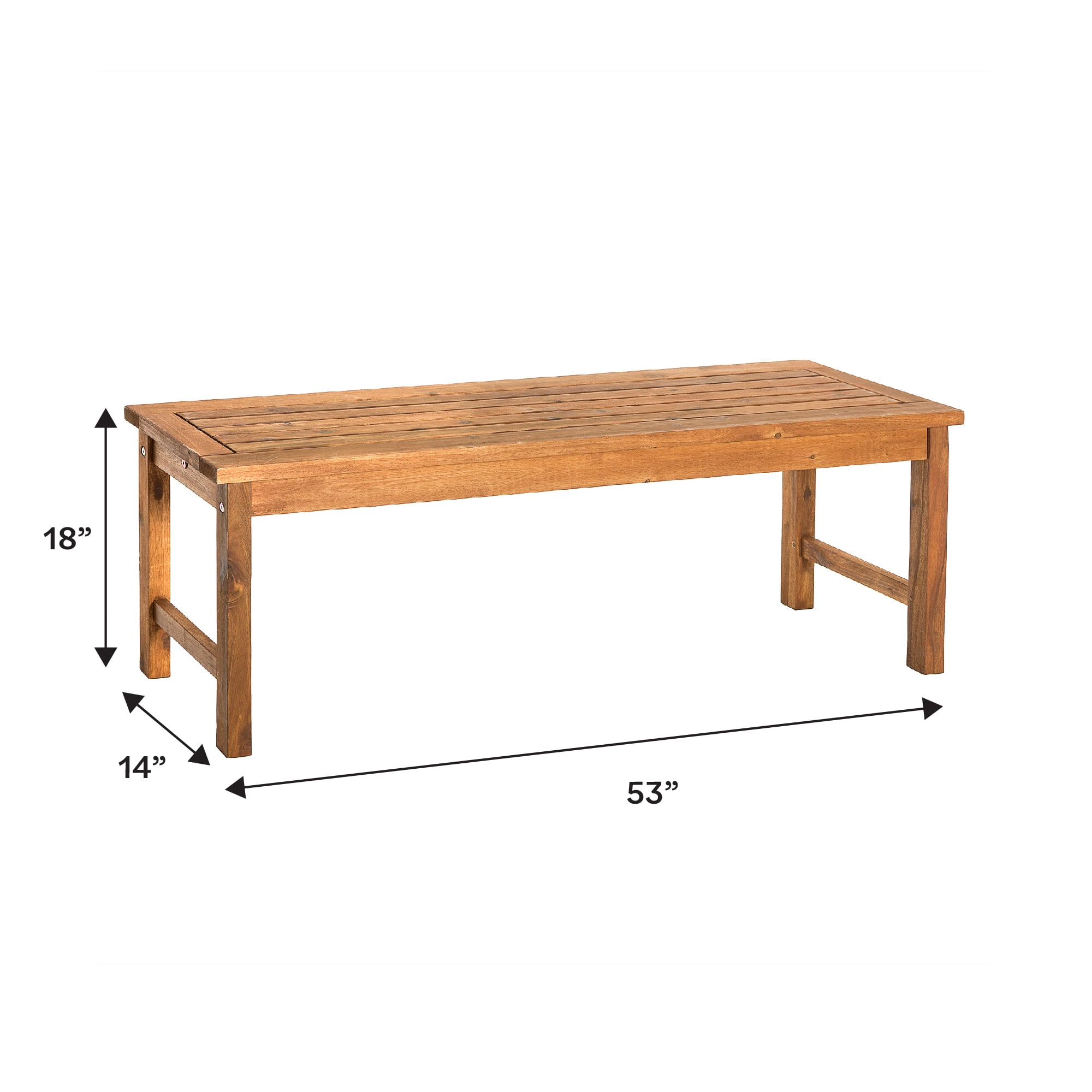 Walker Edison 53" Outdoor Raised Acacia Solid Wood Patio Bench - Dark Brown