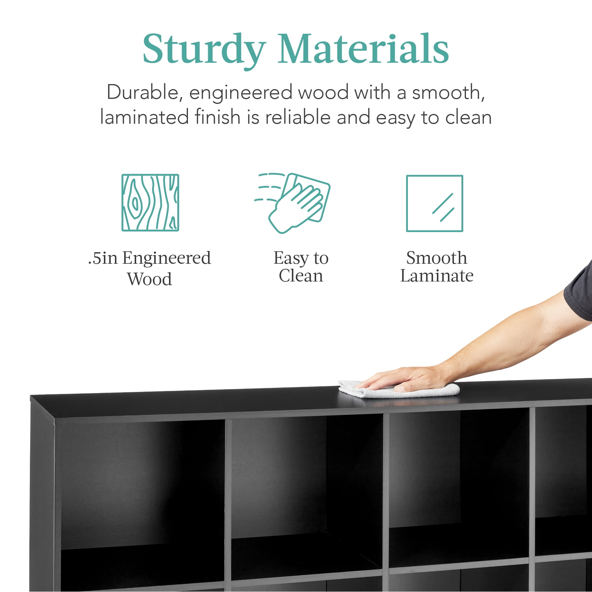 Best Choice Products 8-Cube Bookshelf, 13.5in Display Storage System, Organizer w/ Removable Back Panels - Black