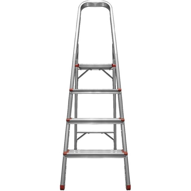 Escalera Plegable de Aluminio 4 Escalones Color Plata 128 cm de Altura Karlen Certificado EN 131 Karlen 14ESCALE003CH
