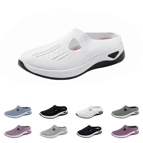 EKVAHL Womens Orthopedic Mesh Mules Slip On Shoes Lightweight Breathable Open Back Walking Shoes Arch Support Non Slip Comfortable Casual Footwear for Summer 43
