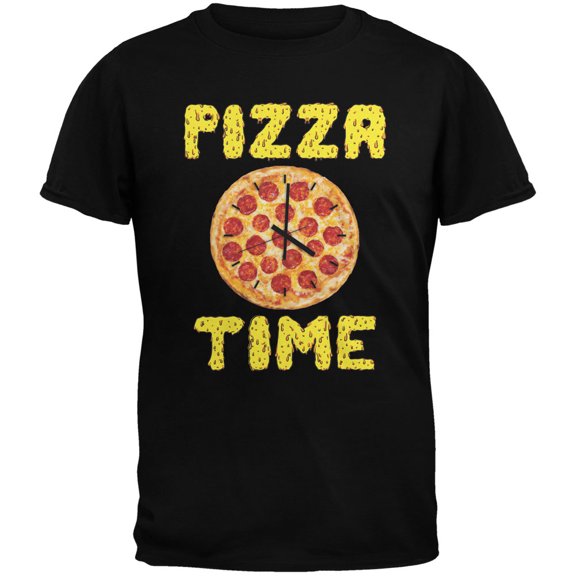 Old Glory Mens Pepperoni Pizza Time Clock Short Sleeve Graphic T Shirt