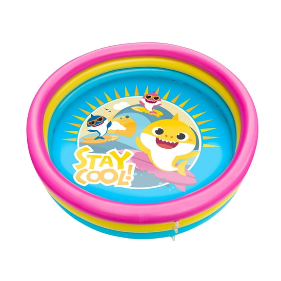 Pinkfong Baby Shark 3-Ring Inflatable Swimming Pool, Portable Pool for Summer Play (Ages 2 )