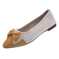 thumbnail image 2 of Ytobaz Flat Shoes for women Bow Accent Pointed Toe Ballet Flats Suede Dress Shoes Office Wedding Party Daily Casual Walking Travel Footwear, 2 of 9