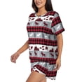 thumbnail image 2 of Wukai Buffalo Plaid Forest Women's Pajama Set,Short-Sleeve Top and Shorts with Elastic Waistband and Pockets for Loungewear, Yoga, and Casual Wear-Large, 2 of 8