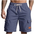 thumbnail image 2 of Short for Men Summer Corduroy Drawstring Waist Loose Solid Color Multiple Pockets Work Pants Outdoor Fitness Pants Beach Shorts, 2 of 9