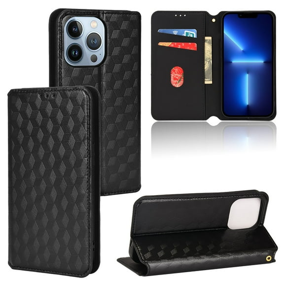 Flip Wallet Case for iPhone 12 Pro / 12, Plating PU Leather with RFID Blocking Credit Card & Cash Slot Kickstand Magnetic Closure Full Protective Phone Cover Women Men for iPhone 12 Pro / 12, Black
