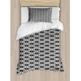 thumbnail image 1 of Abstract Twin Size Duvet Cover Set, Monochrome Stripes Oval Shapes Geometric Illustration Minimalist Modern Art, Decorative 2 Piece Bedding Set with 1 Pillow Sham, Black and White, by Ambesonne, 1 of 3