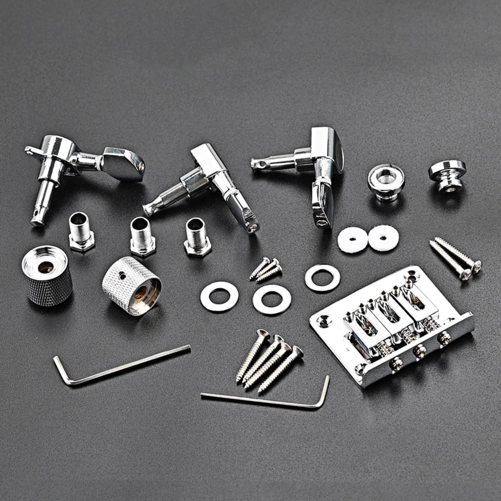 Yokua 3 String Guitar Bridge Replacement Part Set with Tuning Pegs and Wrench
