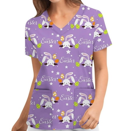 

BELLZELY Womens Shirts Short Sleeve Clearance Women Plue Size Animal Print Casual Short Sleeve V-neck Carer Top