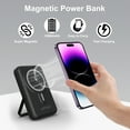 thumbnail image 7 of Magnetic Power Bank, 10000mAh Wireless Portable Charger with LED Display, Built-in Cables, Magsafe Charger with Foldable Stand, 22.5W PD Fast Charging for iPhone/Android, Black, 7 of 7