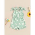 thumbnail image 4 of Suealasg Toddler Baby Girl Summer Clothes 6M 1T 2T 3T 4T Sleeveless Daisy 3D Ribbed Romper Shorts Jumpsuit Kids One Piece Outfit, 4 of 7