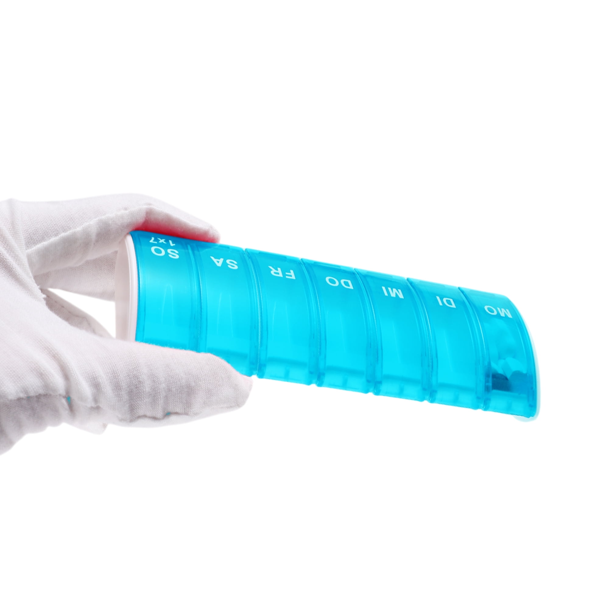Unique Bargains Lightweight 7 Compartment Single Row Pill Case 1Pc Blue