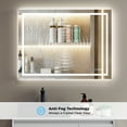 thumbnail image 6 of LED Bathroom Vanity Mirror with Front & Back Lights, Anti-Fog, Dimmable 3 Color Temperatures, Frameless Wall-Mounted Mirror, Vertical/Horizontal, Plug-In or Hardwired, 6 of 10