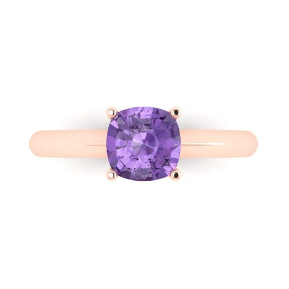 Solitaire Engagement Ring for Women - 1.5ct Simulated Alexandrite in 18K Rose Gold Promise Ring