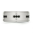 thumbnail image 3 of Auriga Fine Jewelry Stainless Steel Polished w/Black CZ 9 mm Ridged Edge Band for Women Size 11, 3 of 6