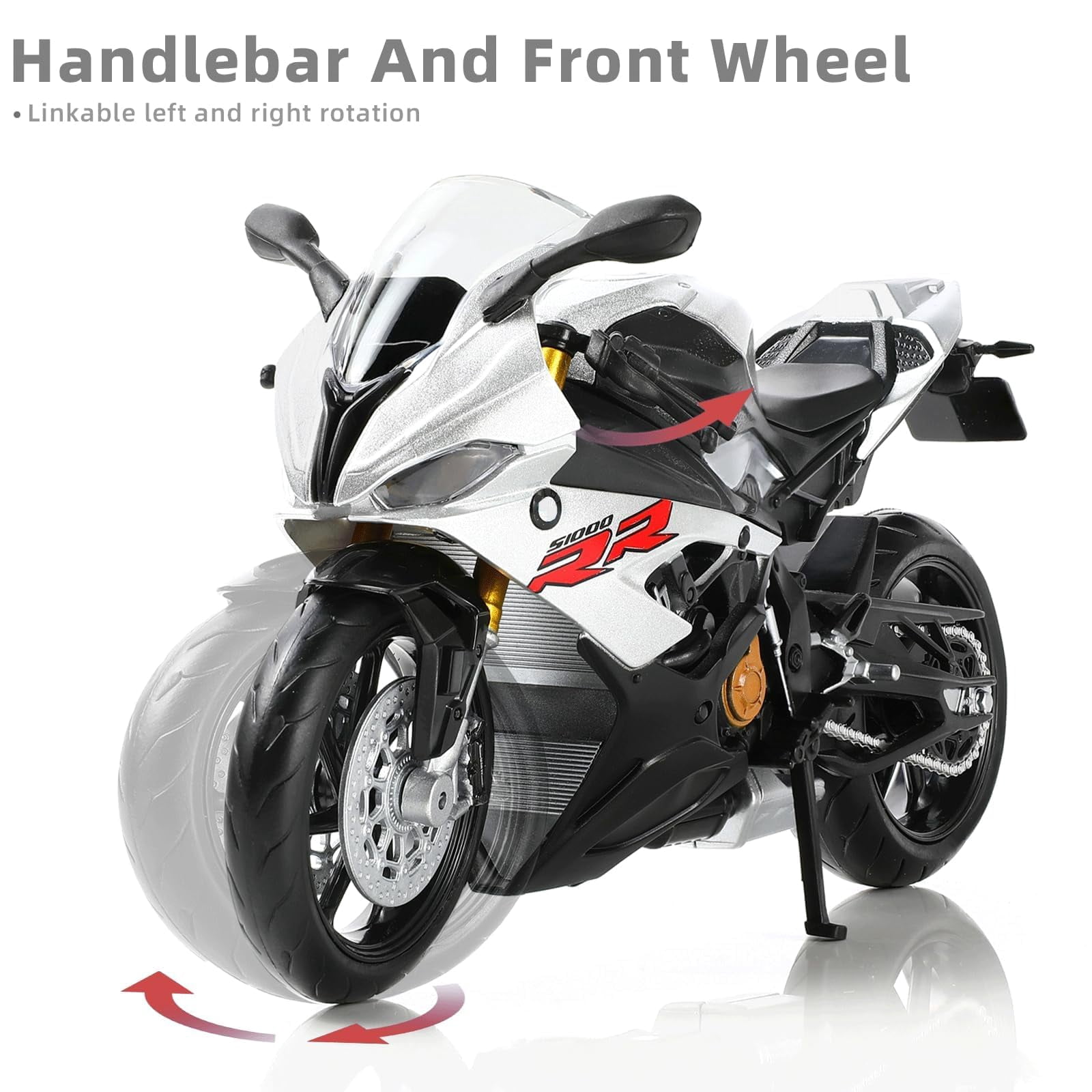 CHUNYAN 1:12 Motorcycle Model Toy for BMW S1000RR Metal Die-cast with Plastic Motorcycle Model No Assembly Required Mini Finished Moto Gift for Adult(White)