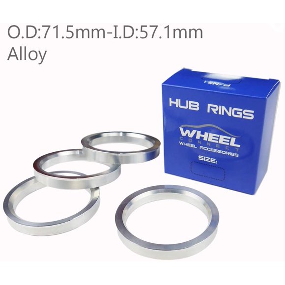 WHEEL CONNECT Hub Centric Rings, 71.5 to 57.1 Set of 4, Aluminium Alloy Hubrings 57.1 to 71.5, O.D:71.5mm I.D 57.1mm. A