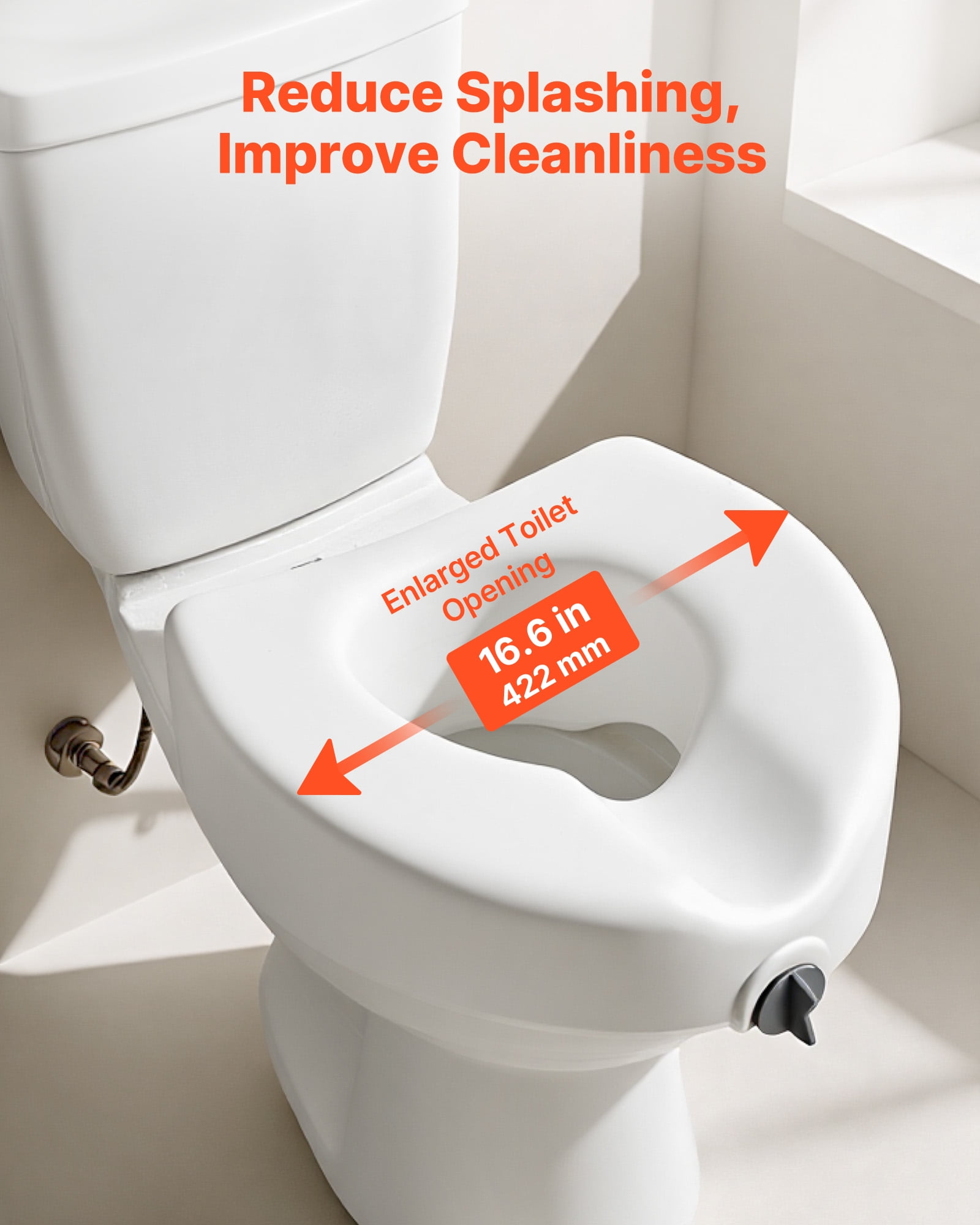VEVOR Raised Toilet Seat, 350 lbs Capacity, 5-Inch Lift Height, Commode Elevated Toilet Seat Riser with Enlarged Opening for Seniors, Elderly, Handicap, Disabled, Adults, Fits Elongated & Round Bowl