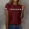 thumbnail image 2 of Women's Freedom Print Casual T-Shirt, Comfortable and Breathable Shirt for Famale, Red Dark, S, 2 of 4