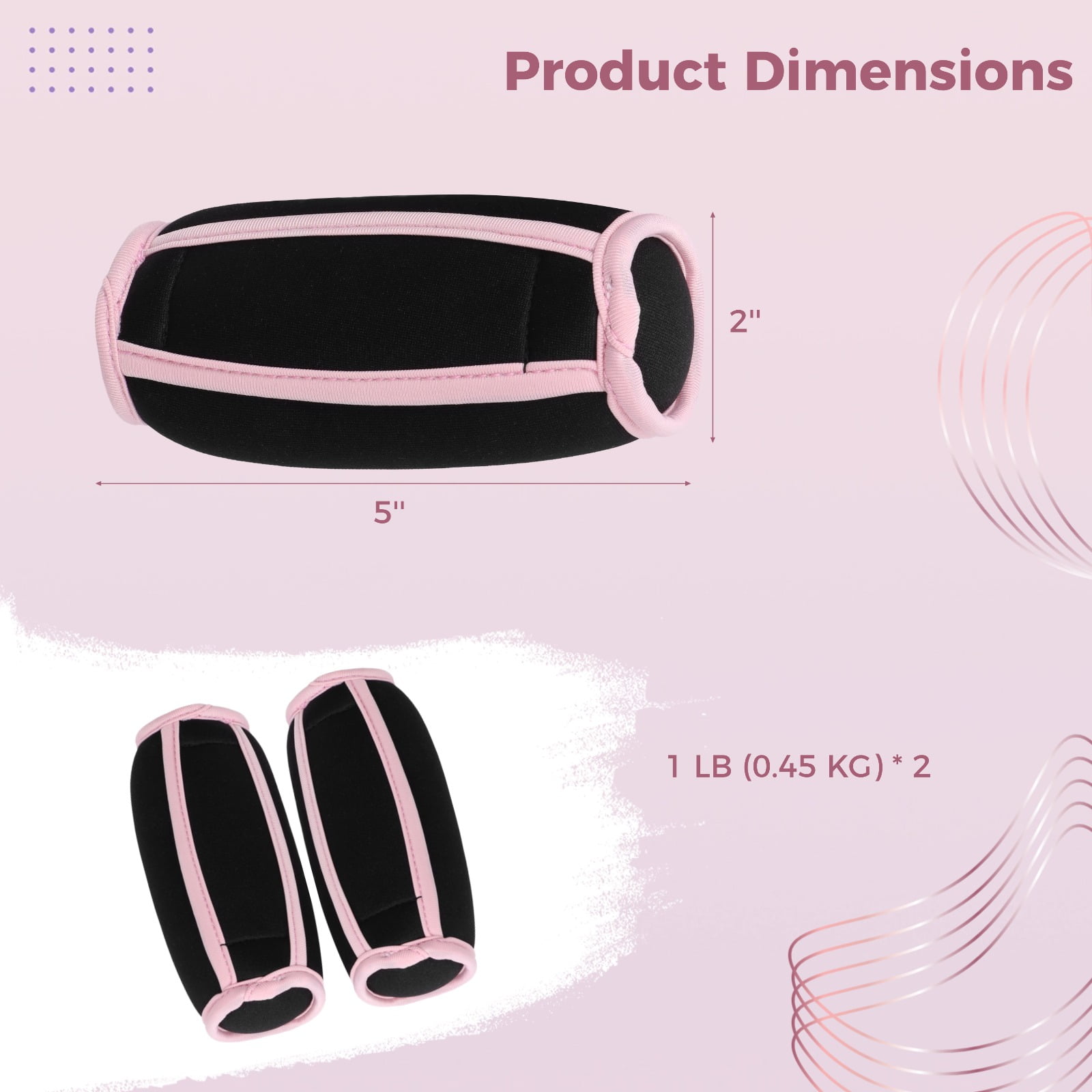 Dumbbell Hand Weight Set of 2, Adjustable Dumbbell Walking Hand Weight Sets with Hand Strap for Running, Jogging, Physical Therapy for Women and Men. 1lbs / 0.45kg