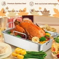 thumbnail image 3 of 14 Inch Roasting Pan, Turkey Roaster with 2 Racks, Heavy Duty Stainless Steel Deep Broiling Lasagna Pan for Turkey, Chicken, Dishwasher Safe, 3 of 7