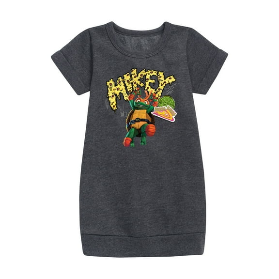 Teenage Mutant Ninja Turtles: Mutant Mayhem - Michelangelo AKA Mikey - Pizza Rules - Toddler And Youth Girls Fleece Dress