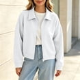 thumbnail image 4 of Mifsaly Womens Cropped Bomber Jackets Zip Up Collared Sweatshirts Jacket Fall Winter Fashion Going Out Athletic Outerwear with Pockets, 4 of 8