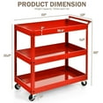 thumbnail image 4 of Giantex Chariot à Outils à 3 Tablettes avec Roues Verrouillables, Armoire de Rangement Utilitaire Mobile en Acier, Organisateur, Chariot avec Capacité de 330 Lb, Rouge, 4 of 10