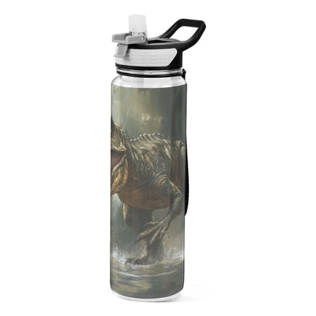 Sports Water Bottle 1000ML Tritan Food Grade Clear Water Bottle Fitness Outdoor Sports Bike Super Cool Dinosaur