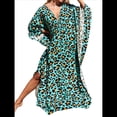 thumbnail image 2 of Vestido Caftán con Estampado Animal para Mujer, Talla Grande, para Playa, Verano 2025 Leopardo Azul Talla Única, 2 of 10