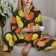 thumbnail image 6 of Honeii Orange Lemon print Women's Pajama Sets Long Sleeve Button Down Sleepwear Nightwear Soft Pjs Lounge Sets-Medium, 6 of 7
