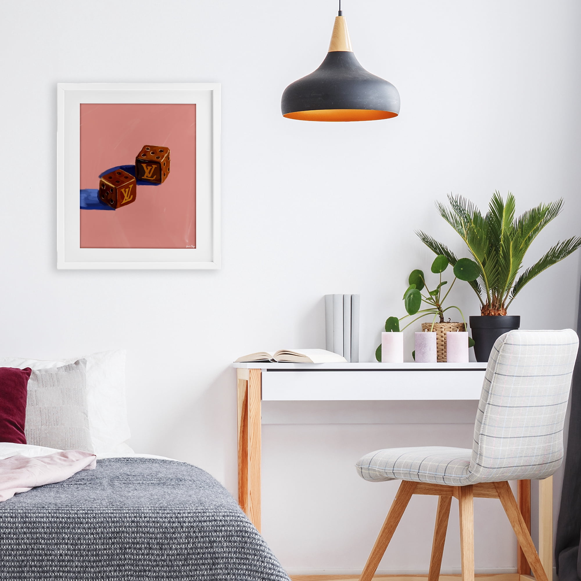 Stupell Industries Fashion Brand Dice White Framed Print Under Glass, design by Amelia Noyes