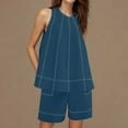 thumbnail image 6 of UVEASISHA Cotton Linen Shorts Sets for Women 2 Piece Summer Baggy Vacation Outfits Sleeveless Tank Top and Shorts Matching Set with Pockets Navy L, 6 of 10