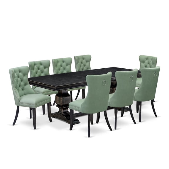Luxe by East West Furniture 9 Pieces Dining Table Set a Rectangle Table and 8 Dining Chairs