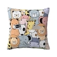 thumbnail image 2 of LNWH Cute Animals Doodle Throw Pillow Covers, Square Soft Linen Decorative Pillow Cases, 18"x18", 2 of 8