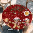 thumbnail image 2 of Gingerbread Christmas Round Tablecloth, Fitted Table Cover with Elastic for 45"-54" Round Tables, Xmas Balls Branches Red Table Cloth Outdoor Indoor Dinning Party Waterproof Tablecloths, 2 of 7