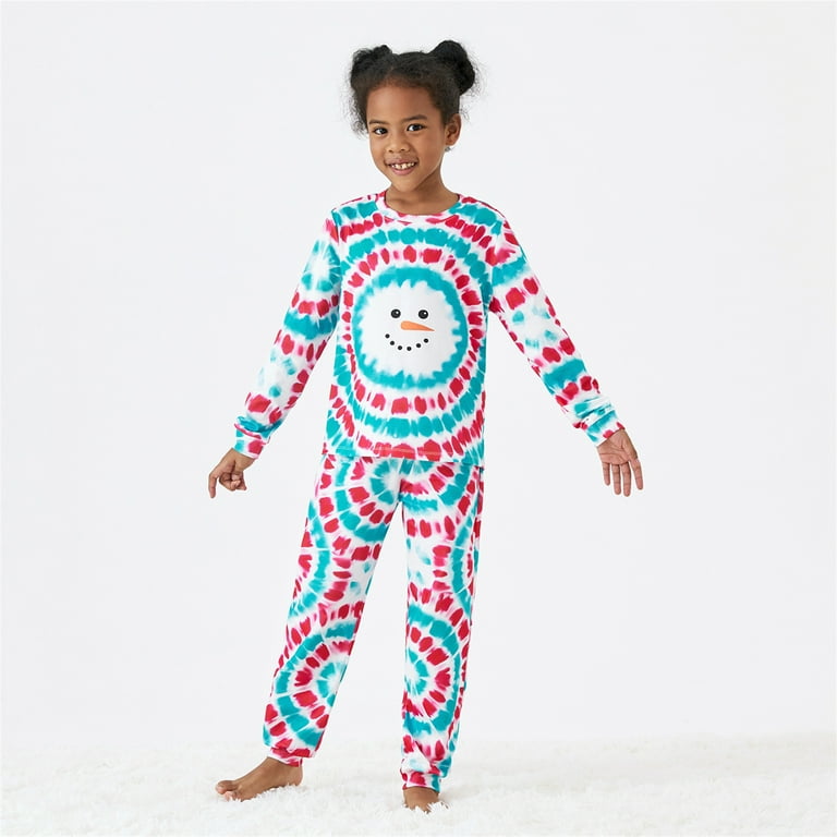 PatPat Mens Pajamas Christmas Snowman Tie Dye Print Family Matching Colorful Pjs Sleepwear Sets