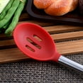 thumbnail image 3 of Paquete de 2 utensilios de cocina de silicona grandes, juego de utensilios de cocina de acero inoxidable sólido y ranurado, resistente al calor, 3 of 5