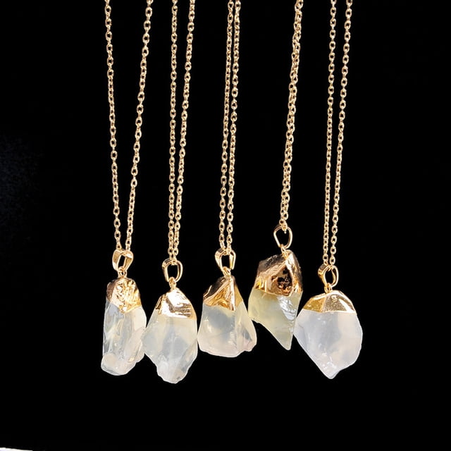 Xihbxyly Almacén de liquidación collar de cristal piedra natural con colgante de cuarzo chapado en oro