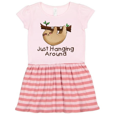 

Inktastic Just Hanging Around with Cute Sloth Gift Toddler Girl Dress