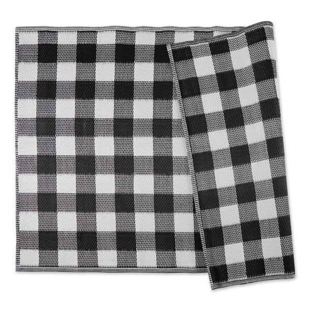 Black and White Buffalo Check Outdoor Rug 4x6 Ft
