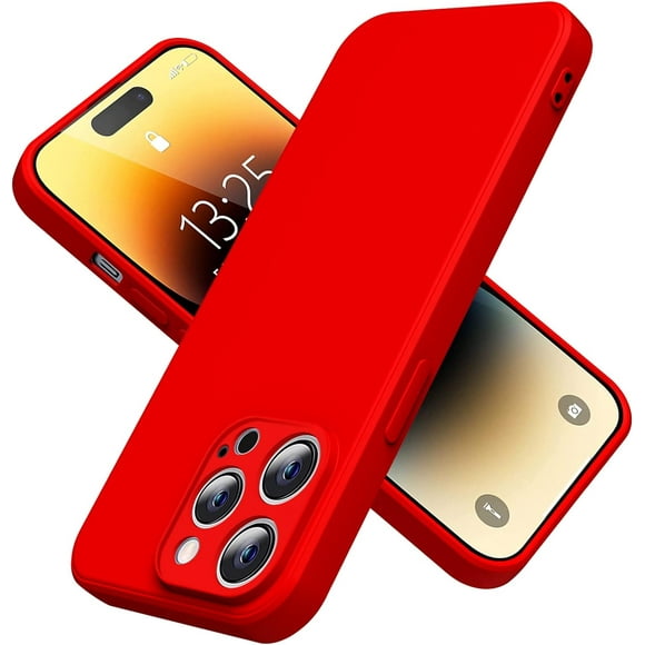 Housse de Protection en Silicone Slim Full-Body pour iPhone 15 PRO, Housse de Protection en Silicone Souple Antichoc Anti-Rayures Cas-Rouge